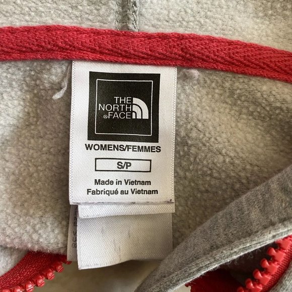 The North Face Womens Size Small Gray Full  Zip Up Pink LOGO Hoodie Sweater - Picture 10 of 12